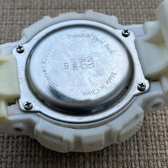 NY&C Digital Wristwatch White Plastic Band Multi Function Unisex Watch Light Up - Picture 9 of 10